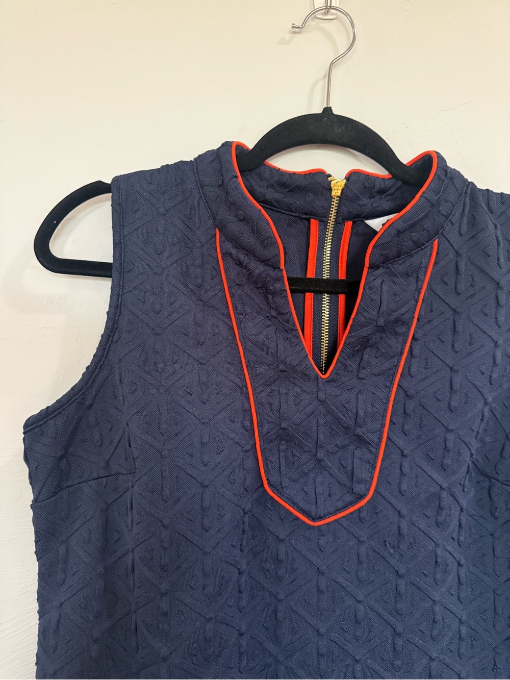 crown & ivy Navy Sleeveless Dress with Orange Trim